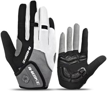 INBIKE Touch Screen Bike Gloves Full Finger Gel Padded Mountain Bike Gloves for Men Grey Large