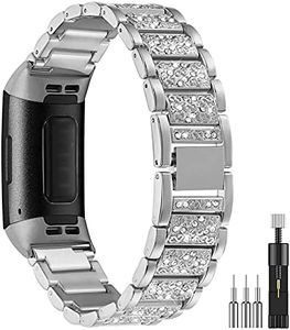 Mangoton Replacement Bands Compatible with Fitbit Charge 2 Bands for Women Men, Metal Charge 2 Replacement Bands Silver