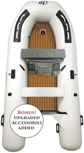 White Marlin 9.8' Air Floor EVA 2n1 Teak Foam Inflatable Air Floor Dinghy with Upgraded Accessories