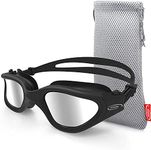 Emsina Swim Goggles, Polarized Swimming Goggles Anti-Fog for Adult Men Women … (Black Sliver Lens)