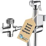 Hammerhead Showers® All Metal Handheld Bidet Sprayer for Toilet – Chrome – Handheld Bidet Attachment for Toilet with 59” Hose & Leak-Proof T-Valve - Muslim Shower for Toilet - Jet Spray for Toilet