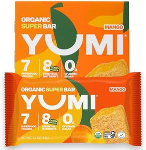 YUMI Organic Breakfast Superbar, Gluten-Free, No Added Sugar, 7+ Vegetables, Soft-Baked Crust, Healthy Snack Bars for Kids, School Safe, Healthy Alternative to Granola Bars or Cereal Bars, MANGO (30ct)