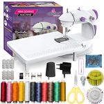 Akiara - Makes life easy Mini Sewing Machine with Table Set | Tailoring Machine | Hand Sewing Machine with extension table, foot pedal, adapter, White (With kit 2)