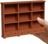XYMTOY Dollhouse Bookshelf with Openable Drawers 1:12 Scale Brown