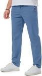 JMIERR Men's Casual Pants Chino Pants Drawstring Stretch Waist Relaxed Fit Cotton Twill Straight Trousers Sky Blue Pants with Pockets, XL