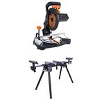 Evolution Power Tools R210CMS Multi-Purpose Compound Mitre Saw, 210 mm (230 V) with Saw Stand and Extensions