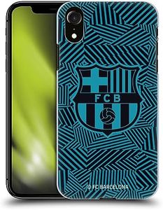 Head Case Designs Official FC Barcelona Black Crest Hard Back Mobile Phone Case Compatible with Apple iPhone XR