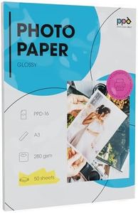 PPD 50 Sheets Inkjet Super Premium Glossy Photo Paper 11x17 68lbs 255gsm 10.5mil Tabloid Size Microporous Professional Photographer Grade Instant Dry Fade and Water Resistant (PPD-16-50)