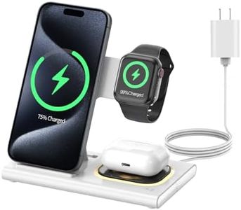 KARTICE Wireless Charger,4 in 1 Folding Fast Wireless Charging Station for iPhone 16 15 14 13 12 Pro Max, Apple Charging Station with Night Light for Apple Watch 10 Ultra2 9 8 Se 7 6 5 AirPods4(White)