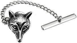 HAWSON Men's Tie Pin with Chain Interesting Animal Shape Tie Tacks for Men Necktie Accessory (Fox Head Tie Tack Pins Gun Color)