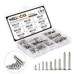 WELLOCKS Assorted Self Tapping Screws | 265 PCS M3/M4/M5 Stainless Steel Screws Assortment Kit | Phillips Flat Head Countersunk Wood Screw Set with Storage Box | for Homemade Repairment Woodwork(D034)