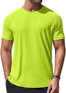 COOFANDY Men's Swim Shirt Short Sleeve Quick Dry T Shirts Summer Uv Protection Shirts for Men Lime Green
