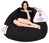 Casa Copenhagen - 5XL Size Super Soft Leather Fabric Bean Bag - Black