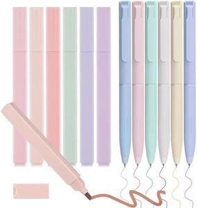 MAIHUO 6Pcs Bible Highlighters and 6Pcs No Bleed Gel Pens,Pastel Highlighters,Aesthetic Highlighter,For Planner Journal,Annotating Beige Gel Pens for Books