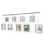 Umbra Exhibit Wall Frame with Metal Rod for Hanging-Rimless Design-Suitable for Living Room, Bathroom, Bedroom, Entryway and More, Black