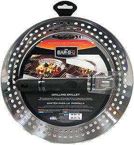 12" Stainless Steel Skillet, Seafood & Vegetables Grill Basket with Removable Handle, Stainless Steel Pan Grilling Accesories Basket for Indoor, Outdoor BBQ Grill, Camping by Mr. Bar-B-Q 06750X