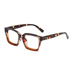 YUELUQU Classic Square Eyewear Non Prescription Thick Glasses Frame for Women Men (Leopard)