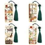 Chinese Style Bookmark for Book Lovers - Made of Brass Metal with Vintage Style Openwork Gift for Readers Teacher Gift Box Giveaway (4pc Bookmarks)