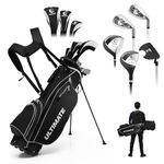 ULTIMATE Men's Complete Golf Club Set - Right Handed, w/ 460cc #1 Driver, #3 Fairway Wood, #4 Hybrid, #6/#7/#8/#9/#P Irons, Putter & 3 Head Covers, Mens Golf Clubs Full Set