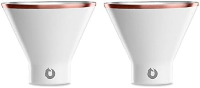 SNOWFOX Premium Vacuum Insulated Stainless Steel Martini Glass, Set of 2, Martinis Stay ICY Cold, Stemless Cocktail Glasses, Elegant Home Entertaining, Bold Beautiful Barware Set, 8 oz, White/Gold