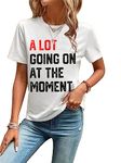 SODSHY A Lot Going On at The Moment Shirt Country Concert Outfits for Women (White,XS)