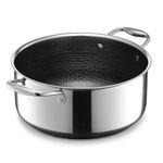 HexClad Hybrid Nonstick Dutch Oven Casserole Dish, 4.7-Litre, Stainless Steel Lid, Dishwasher and Oven Safe, Induction Ready, Compatible with All Cooktops