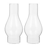 TOYANDONA Oil Lamp Globes Replacement Oil Lamp Chimney, 2pcs Lamp Glass Replacement Kerosene Lamp Shade Clear Glass Oil Lamp Chimney Replacement for Home Decor Glass Lamp Chimney