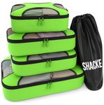 Shacke Pak - 4 Set Packing Cubes - Travel Organizers with Laundry Bag (Green Grass)