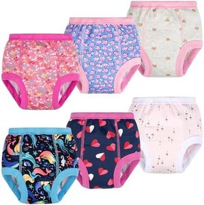 BIG ELEPHANT 6-Pack Potty Training Pants – 100% Cotton Absorbent Toddler Underwear for Boys and Girls, 2T