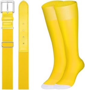XZQTIVE Baseball Socks and Belt Combo Set Adjustable Softball Socks and Belt for Youth Adult,Yellow