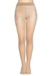 LORES Womens Push up Tights Brazil Effect Control Butt lifting Pantyhose Legs Slimming, Natural M