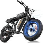 URLIFE 20" x 4 Electric Bikes for Adults, Electric Mountain Bike with 48V 15.6Ah Removable Battery, 80 miles Range per Charge, 7-Speed Gearing, LCD Display, All-Terrain E-MTB with Dual Suspension