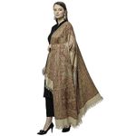 Weavers Villa Women's Poly Wool Woven Jaal Soft Shawls, Wraps (Beige), 100cm X 200cm