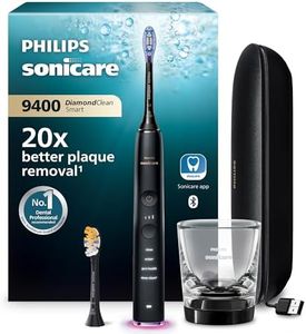 Philips Sonicare DiamondClean Smart 9400 Electric Toothbrush, Sonic Toothbrush with App, Pressure Sensor, Brush Head Detection, 4 Brushing Modes and 3 Intensity Levels, Black, Model HX9917/89