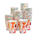 PARICOTT 300ml Multi Drops Printed Cup|Eco-Friendly Disposable Glasses Drinking Cups|Cocktail Cold Drink Juice Water Party Paper Cups, Pack of 100pcs