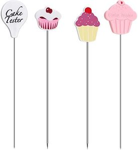 4 Pezzi Tester per Torta Ago Tester per Torta Ago Inox Riutilizzabile di Aghi Pratico Tester per Torta Cucina Aghi da Spiedo per Casa Strumenti da Forno