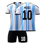 Houselog Kids Soccer Jersey #10 Boys Jersey Kit Football Suit Soccer Jersey Shorts Set for Sports Fan(Blue-26)