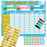 D-FantiX Magnetic Responsibility Chart, Chore Chart for Multiple Kids, My Star Reward Chart Daily Routine Good Behavior Charts Dry Erasable for Toddlers at Home