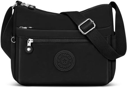 KTUEOV Borsa Tracolla Donna, Borsetta Donna Media in Nylon Leggera Impermeabile Borsa a Spalla Borsa Multitasche con 10 Scomparti Crossbody Bag Donna Borsa Messenger con Tracolla Ampia Regolabile-Nero