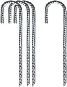 Ground Stakes Anchors Garden Staples Steel Tent Nails Metal Ground Rebar Pegs Heavy Duty Landscape Gardening Pins Stake for Camping Tents Trampoline Fence (12 Inch,4 Pack)