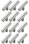 Store2508 Stainless Steel Cabinet Handles T-Bar T Handles 2 Inches (Brushed Steel Pack of 12)