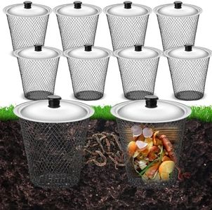 MorningRo 8 Pcs Inground Worm Composter with Lids 8.1 x 8.1 x 5.9 Inch Farm Worm Compost Bin Outdoor for Recycling Kitchen Food Waste to Raised Garden Beds