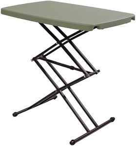 Sunnydaze Adjustable Height Utility Table - Rectangle Folding Table with Collapsible Legs and Plastic Top - Indoor or Outdoor Use - Gray - 29.5" H