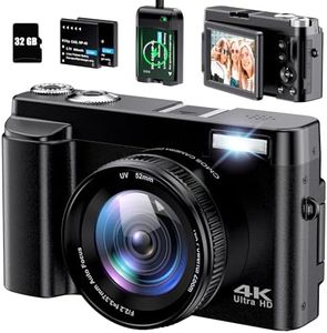 4K Digital Camera for Photography Autofocus 48MP 4K Camera with SD Card, 180° 3.0 inch Flip Screen Vlogging Camera for YouTube Video Compact Cameras with 16X Digital Zoom, Anti-Shake, 2 Batteries