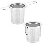 2PCS Tea Strainer, Stainless Steel Tea Infuser Basket Sitting in Mugs, Evmliy Tea Infusers for Loose Tea, Fine Mesh Tea Diffuser Long-Handled Tea Strainers Tea Filters, Tea Steeper for Loose Leaf Tea Herbs