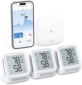 X-Sense WiFi Thermometer Indoor Hygrometer, Digital Temperature Sensor with App Notification Alerts, Temperature Humidity Meter for Room, Data Storage Export at No Charge, 3 Sensors & 1 Base Station