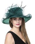 Women's Organza Church Kentucky Derby British Fascinator Bridal Tea Party Wedding Hat Summer Ruffles Cap, Hj23-green, M