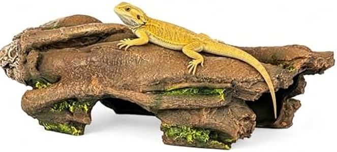 Large Hollow Log Reptile Hideout, Extra Large Snake Hide and Cave for Bearded Dragon, Gecko, Ball Python, Corn Snake, Axolotl, Natural Basking Platform Terrarium Decor, XL Size