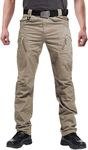 Susclude Men's Military Tactical Pants Outdoor Lightweight Casual Cotton Work Cargo Pants Ripstop Mens Hunting Hiking Pants Multi-Pockets Khaki 34Wx32L