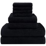 HOMEXCEL 8 Piece Bath Towel Set, Microfiber Bathroom Towel - 2 Bath Towels, 2 Hand Towels, and 4 Wash Cloths, Super Soft, Highly Absorbent Towels for Bathroom, Gym, Hotel, and Spa (Black)